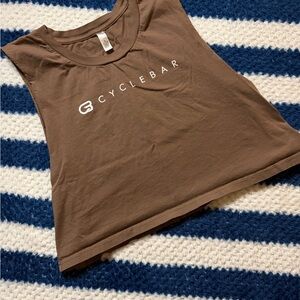 Cyclebar Brown Cropped Muscle Tank with White Logo